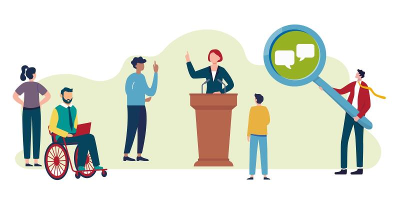 Illustratie debatteren en communiceren